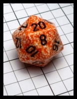 Dice : Dice - 20D - Chessex Orange and White Speckle with Black Numerals - POD Aug 2015